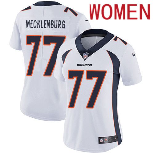 Women Denver Broncos #77 Karl Mecklenburg White Nike Vapor Limited NFL Jersey